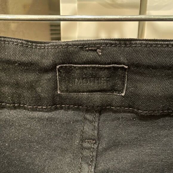 Mother Denim Womens Looker Ankle Fray Jeans 25 Black High Waisted Glitter Stripe - Picture 3 of 12